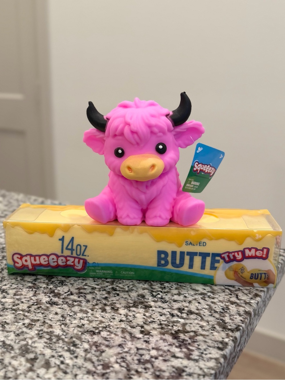 Squeeezy Pink Highland Cow and butter Squishy bundle
